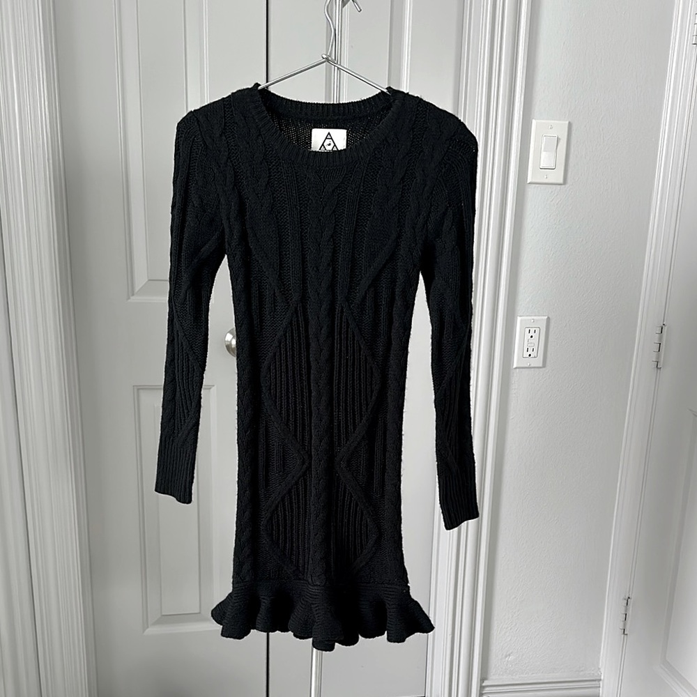 Black knitted winter dress